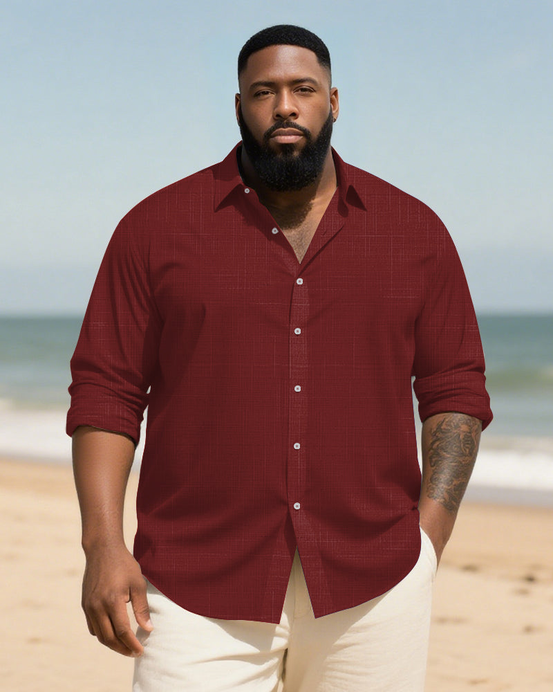 Big & Tall Patchwork Long Sleeve Shirt for big men view 7