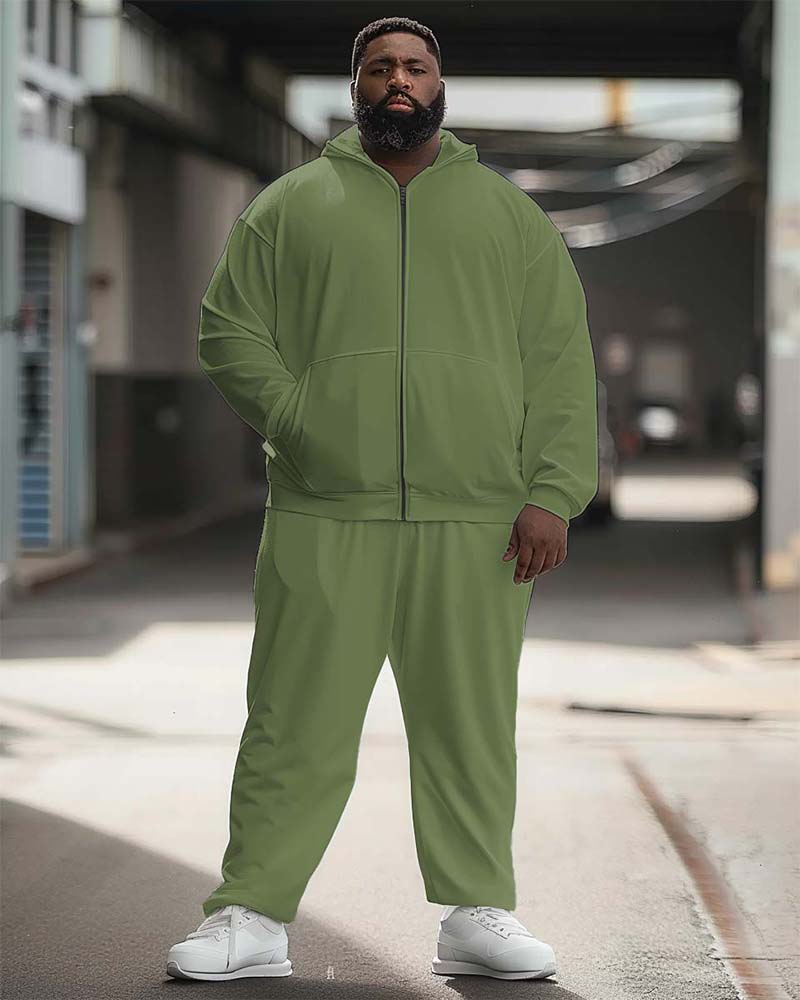 Big & Tall Solid Color Athletic Hoodie Sweatpants Set for big men view 9