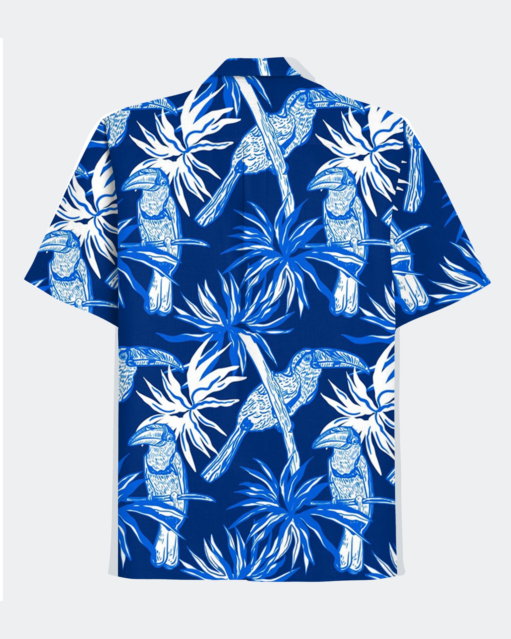 Big & Tall Blue Hawaiian Floral Short Sleeve Shirt for big men view 4