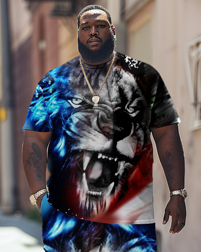 Big & Tall Graphic Streetwear Two-piece Set for big men view 2