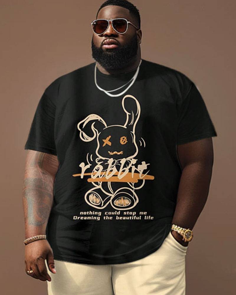 Big & Tall Graphic Graffiti T-Shirt Shorts Set for big men view 3
