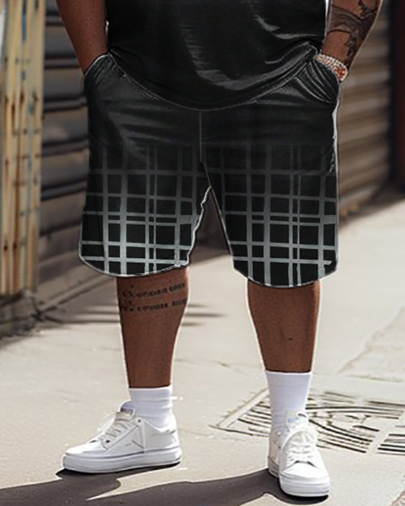 Big & Tall Gradient Graphic T-Shirt Shorts Set for big men view 3