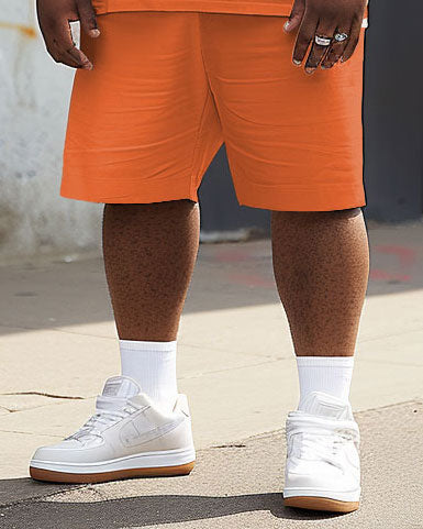 Big & Tall Colorblock Streetwear T-Shirt Shorts Set for big men view 4