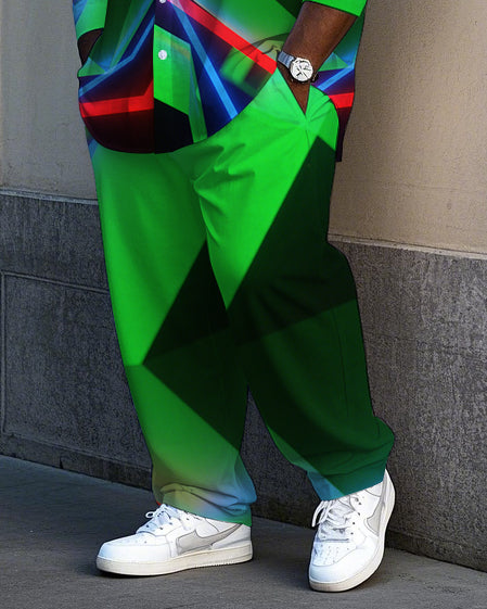 Big & Tall Geometric T-Shirt Pants Set for big men view 3