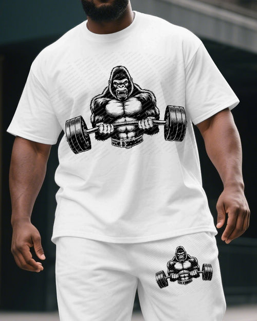 Big & Tall Graphic Streetwear T-Shirt Shorts Set for big men view 2