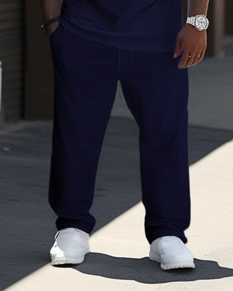Big & Tall Black White Athletic T-Shirt Pants Set for big men view 3
