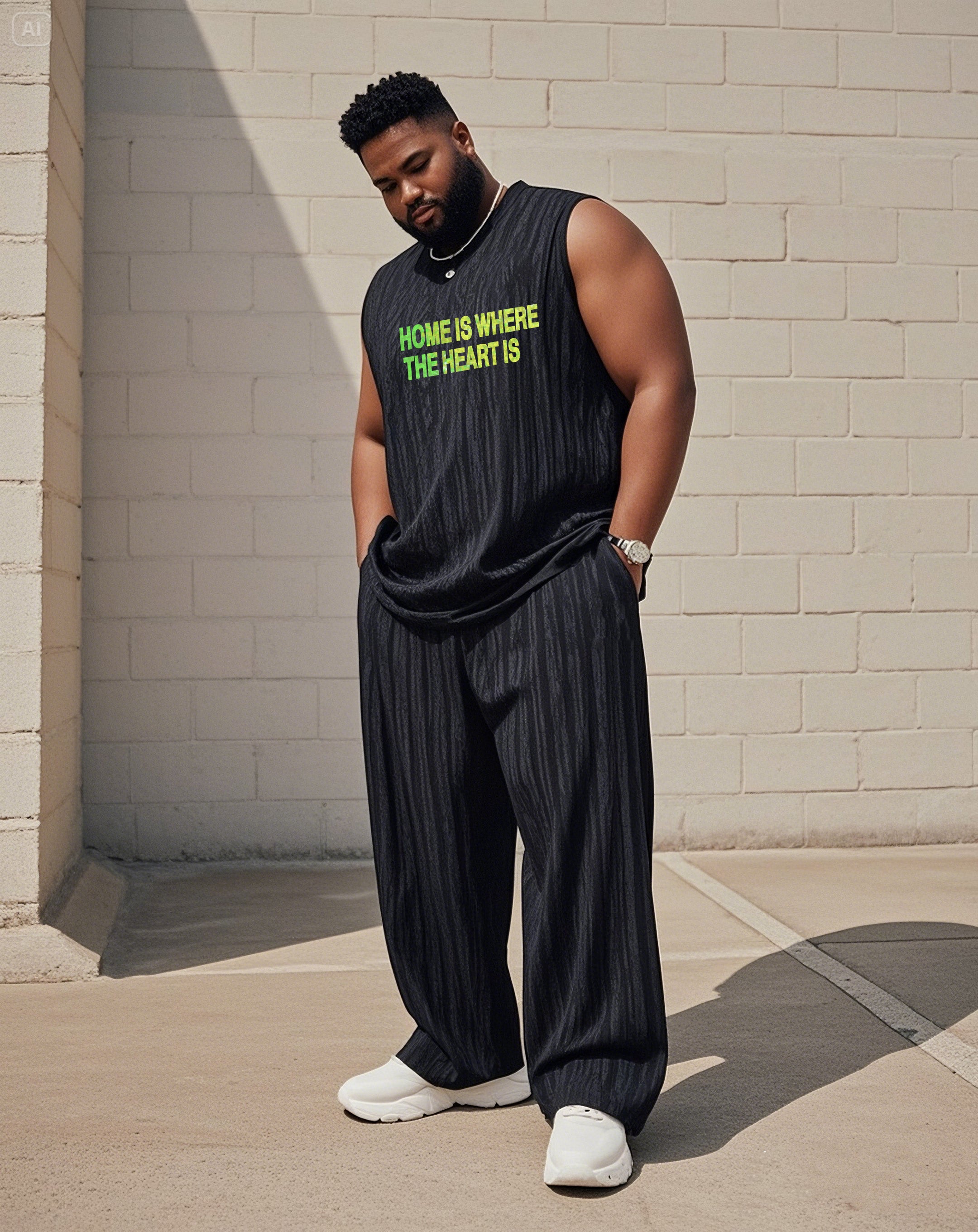 Big & Tall Gradient Vest Pants Set for big men view 1