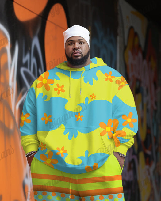 Big & Tall Graphic Floral Hoodie Sweatpants Set for big men view 2