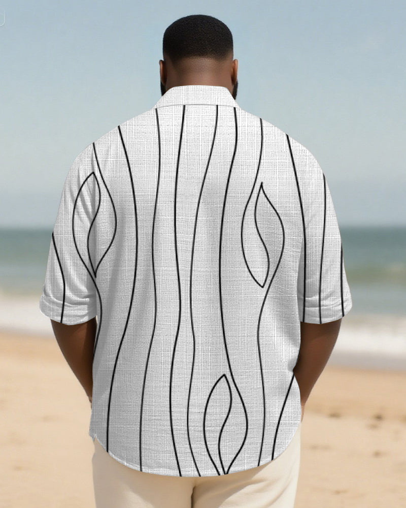 Big & Tall Black White Striped Long Sleeve Shirt for big men view 2