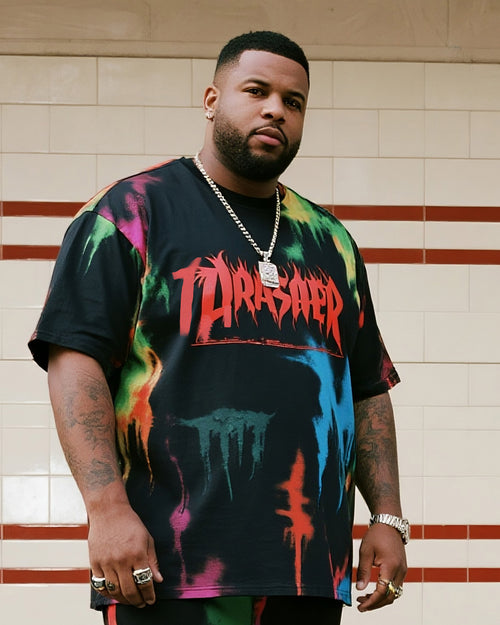 Big & Tall Graffiti Streetwear Two-piece Set for big men view 2