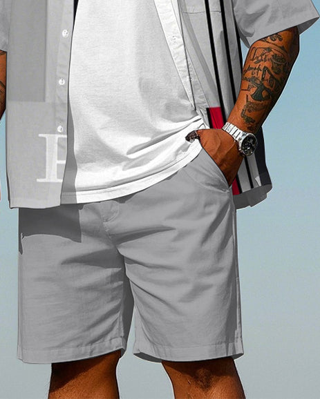 Big & Tall Graphic Streetwear T-Shirt Shorts Set for big men view 3