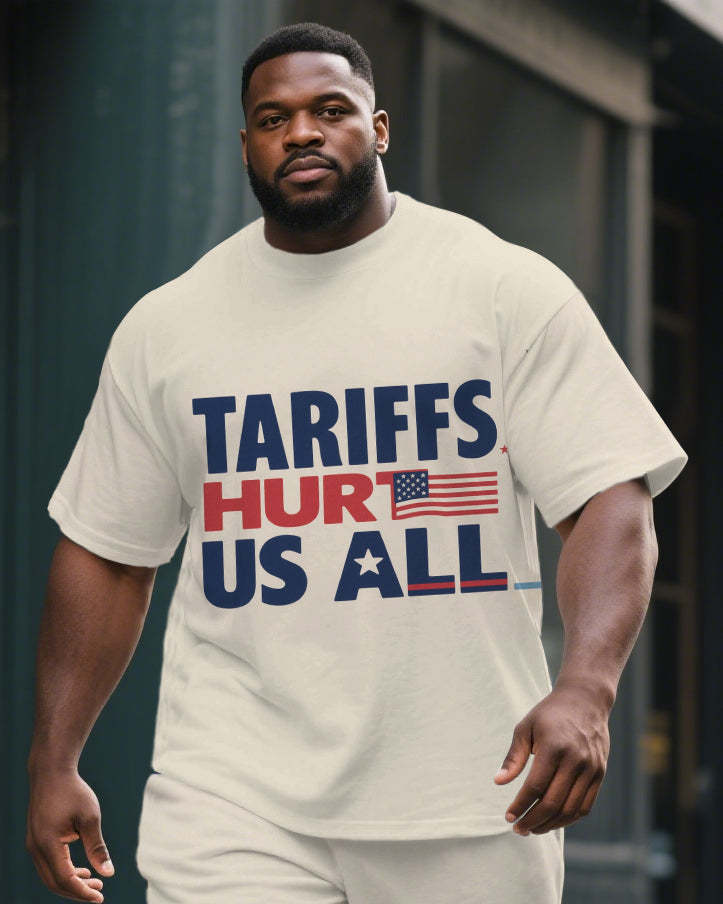 Big & Tall Graphic Streetwear T-Shirt Shorts Set for big men view 2