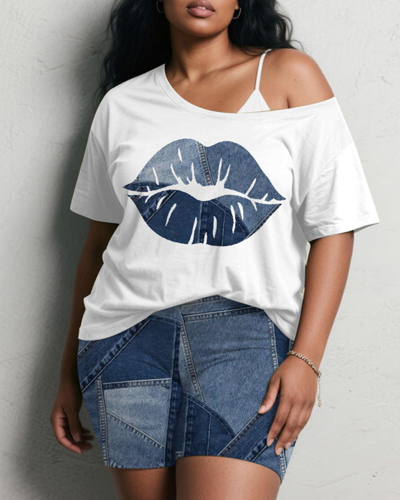 Big & Tall Denim Graphic Two-piece Set for big men view 1