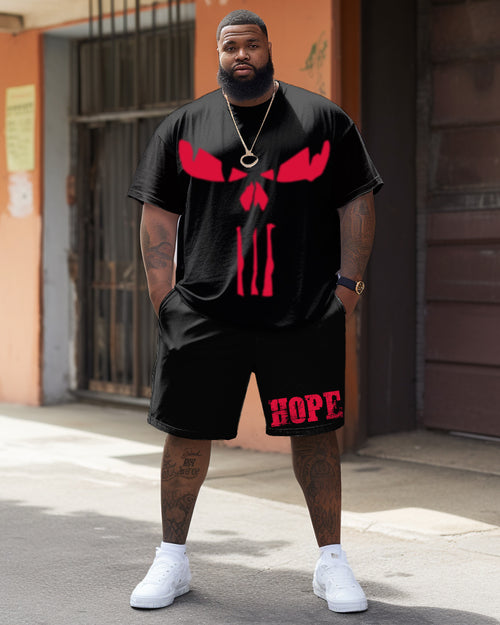 Big & Tall Geometric Graphic T-Shirt Shorts Set for big men view 1