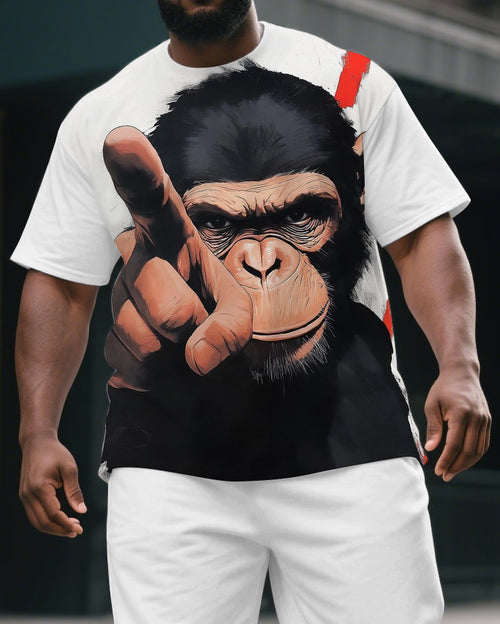 Big & Tall Graphic T-Shirt Shorts Set for big men view 2