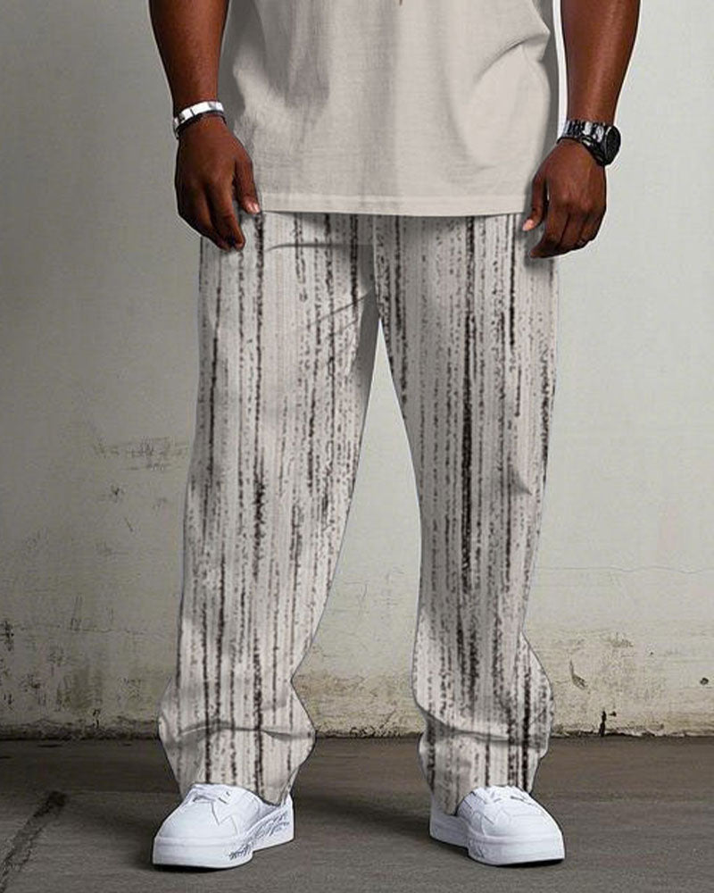 Big & Tall Colorblock Streetwear T-Shirt Pants Set for big men view 3