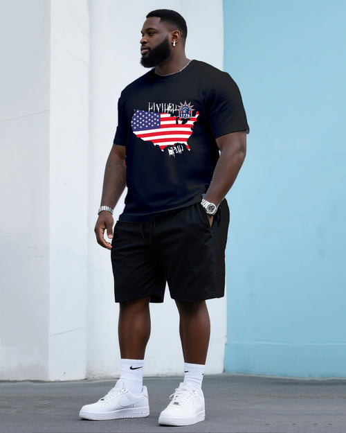 Big & Tall Graphic T-Shirt Shorts Set for big men view 1
