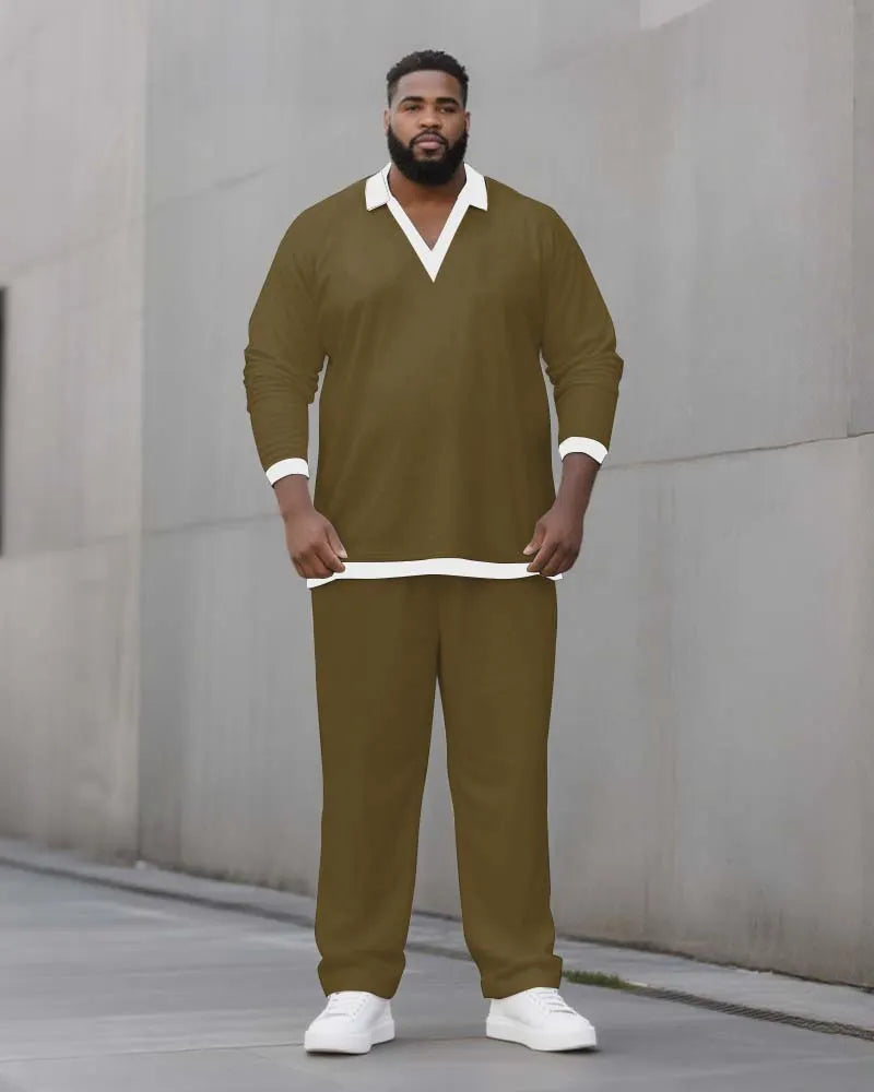 Big & Tall Solid Color Two-piece Set for big men view 4
