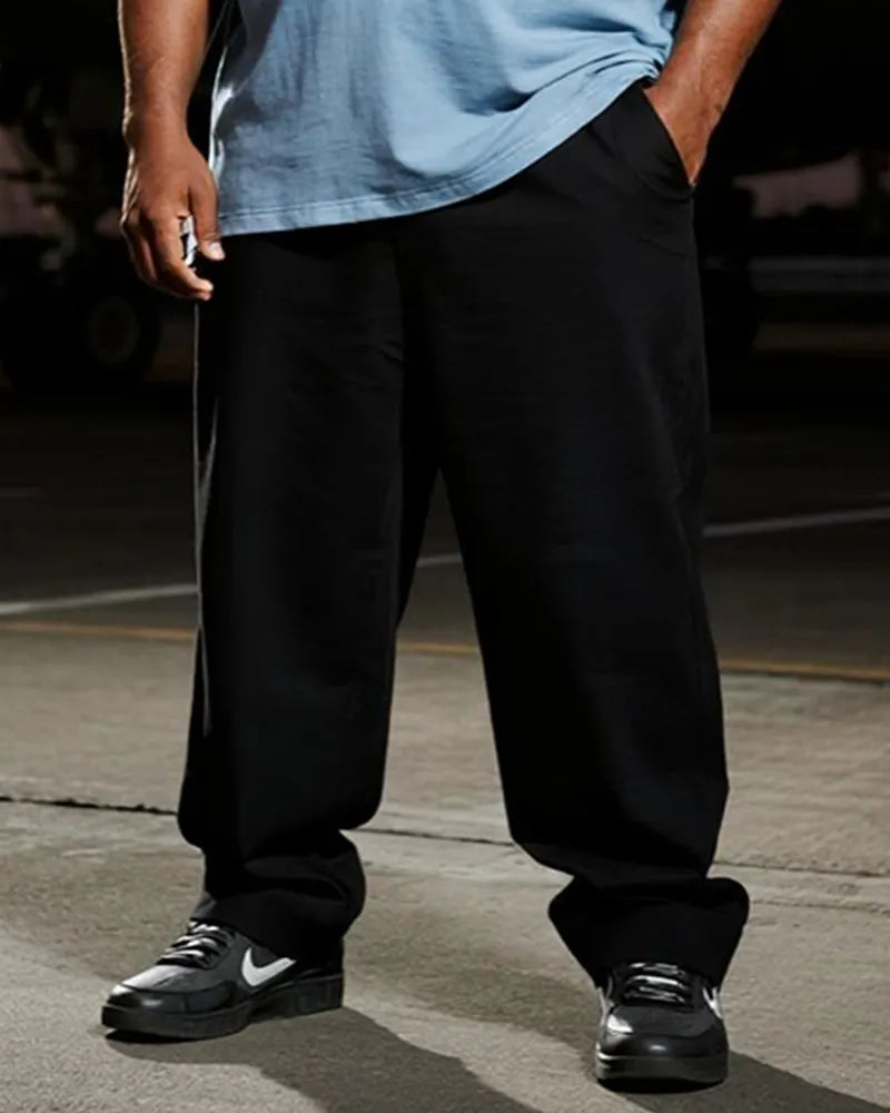 Big & Tall Black Blue Gradient T-Shirt Pants Set for big men view 3