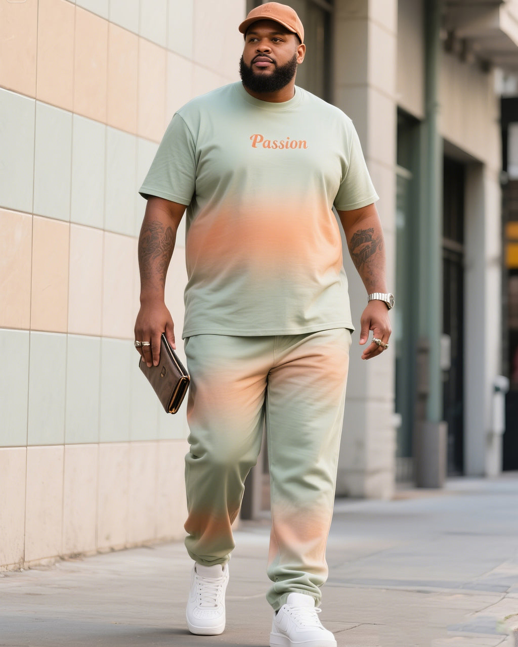Big & Tall Streetwear T-Shirt Pants Set for big men view 2