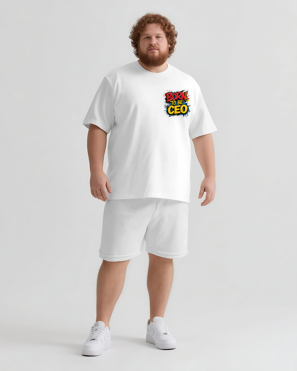 Big & Tall Streetwear T-Shirt Shorts Set for big men view 1