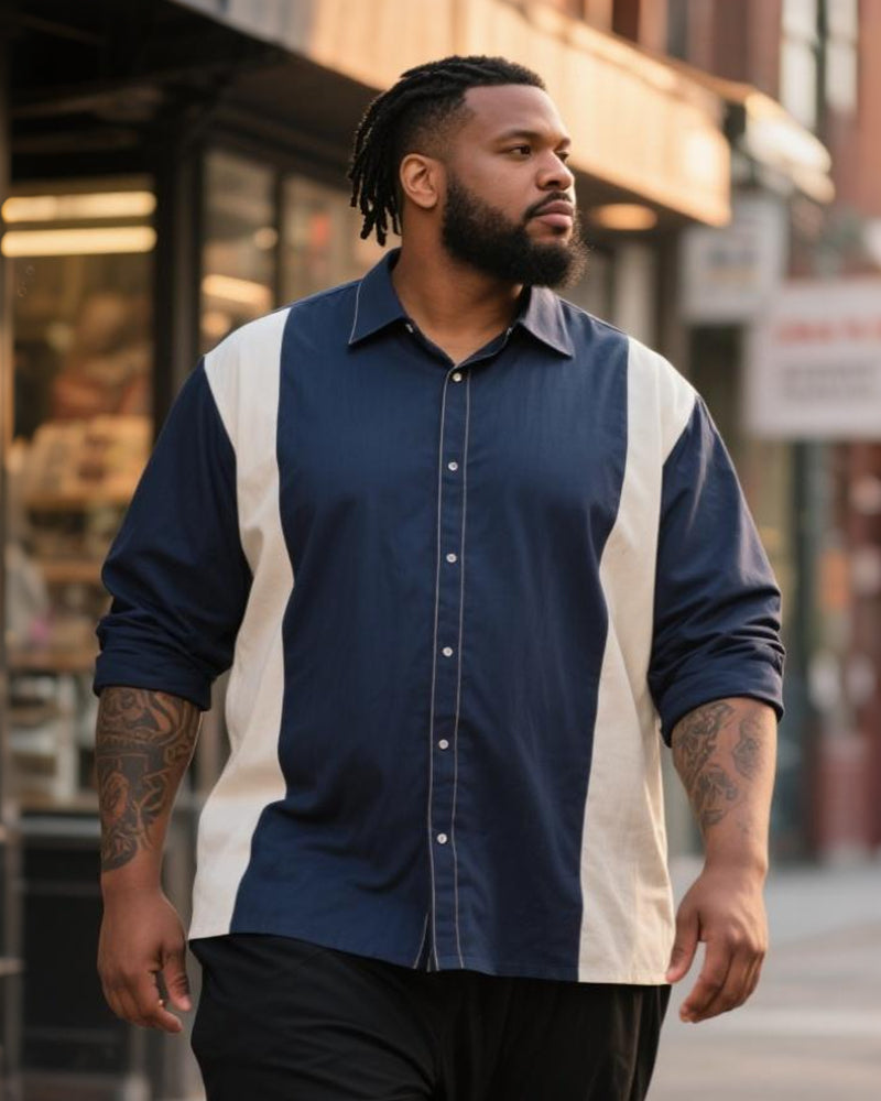 Big & Tall White Red Striped Long Sleeve Shirt for big men view 2