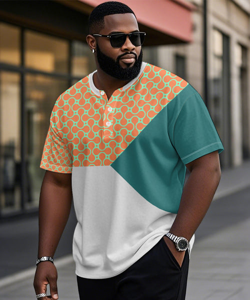 Big & Tall Orange Geometric Graphic T-Shirt for big men view 1