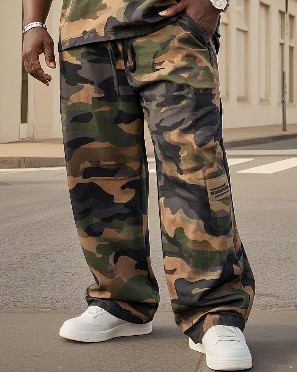 Big & Tall Graphic Camouflage Vintage Two-piece Set for big men view 3