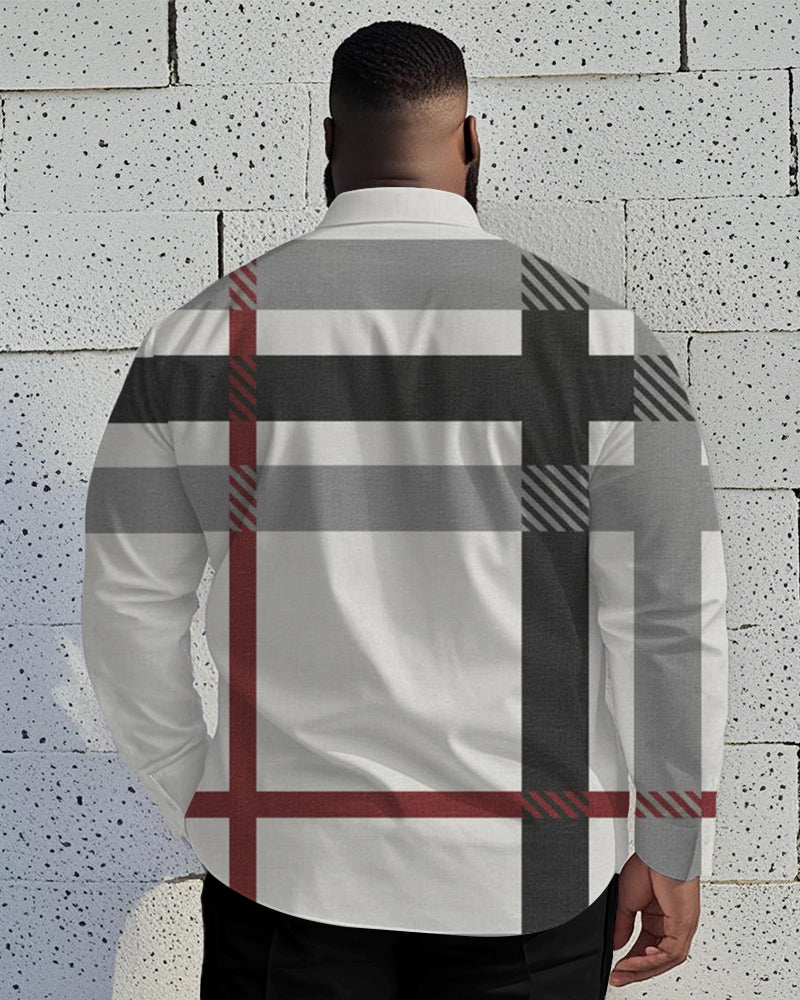 Big & Tall Gray Graphic Long Sleeve Shirt for big men view 2