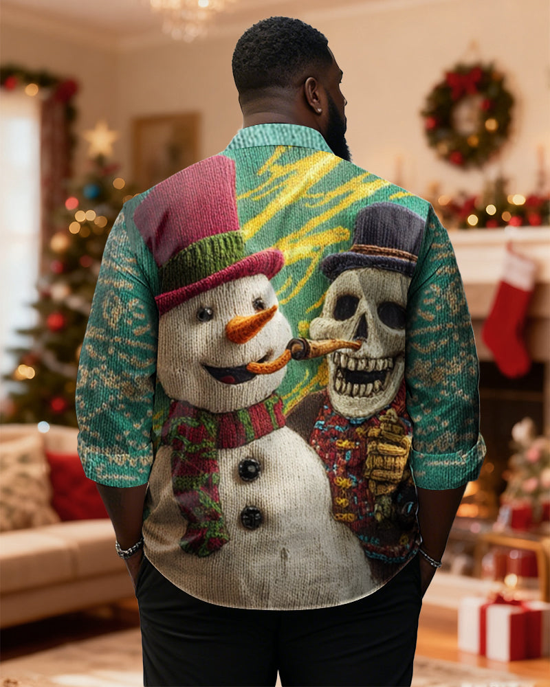Big & Tall Graphic Skull Long Sleeve Shirt for big men view 2