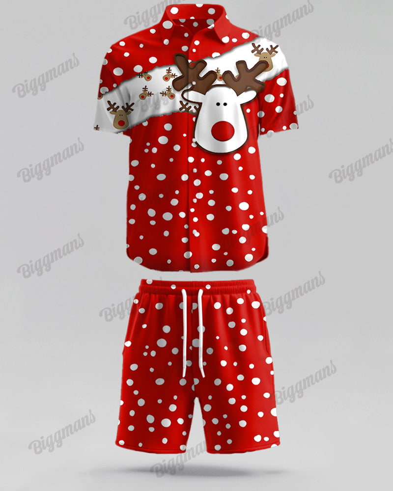 Big & Tall Red Graphic T-Shirt Shorts Set for big men view 6