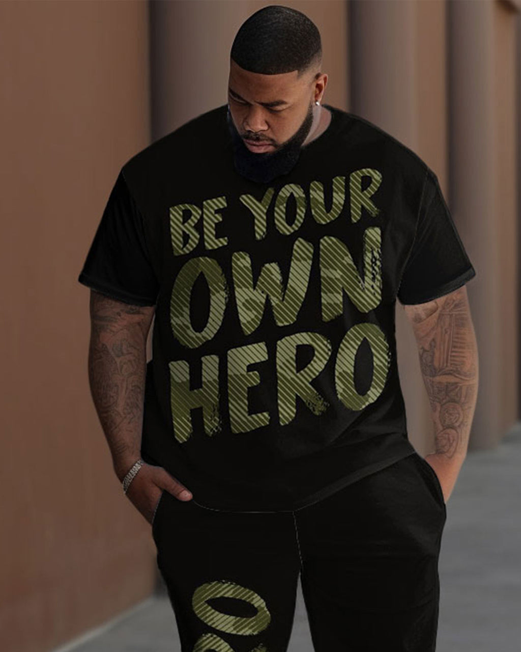 Big & Tall Graphic T-Shirt Pants Set for big men view 2