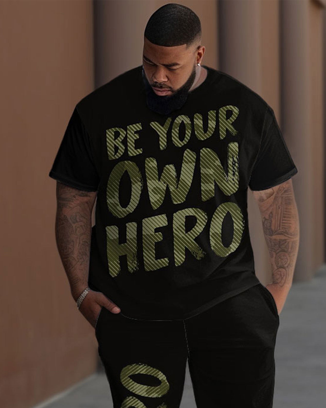 Big & Tall Graphic T-Shirt Pants Set for big men view 2