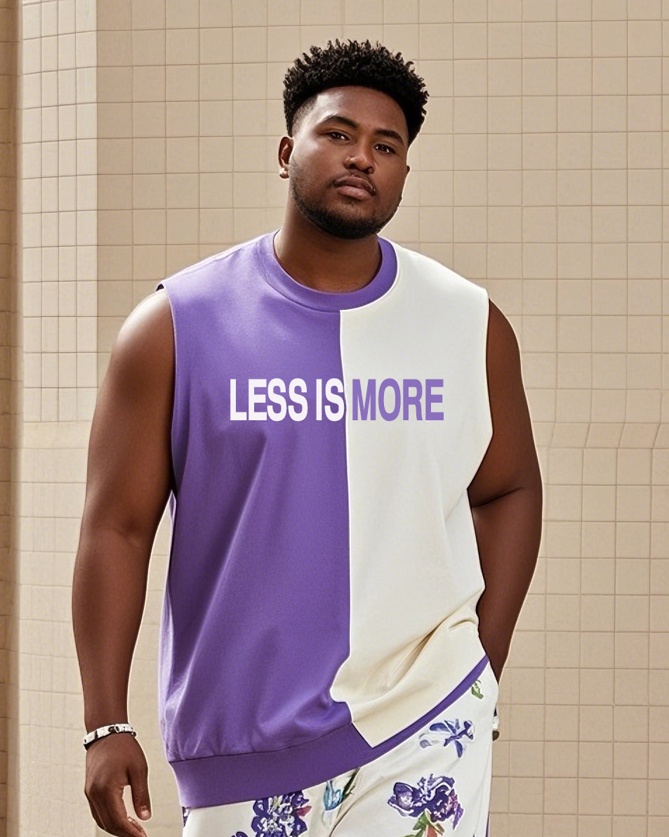 Big & Tall Purple Streetwear Vest Pants Set for big men view 2