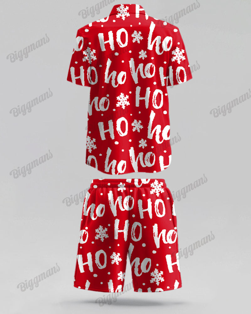 Big & Tall Red Graphic T-Shirt Shorts Set for big men view 6