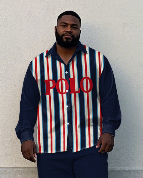 Big & Tall Striped Graphic T-Shirt Pants Set for big men view 2