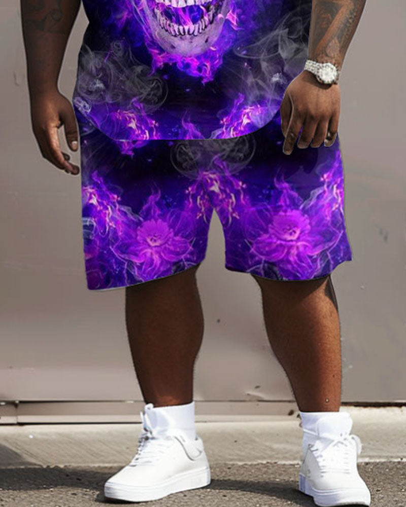 Big & Tall Geometric Graphic T-Shirt Shorts Set for big men view 3