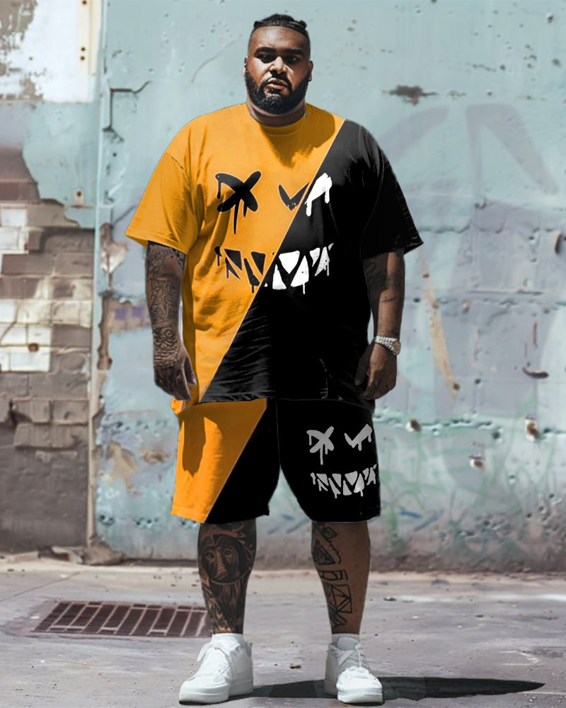 Big & Tall Smiley T-Shirt Shorts Set for big men view 1