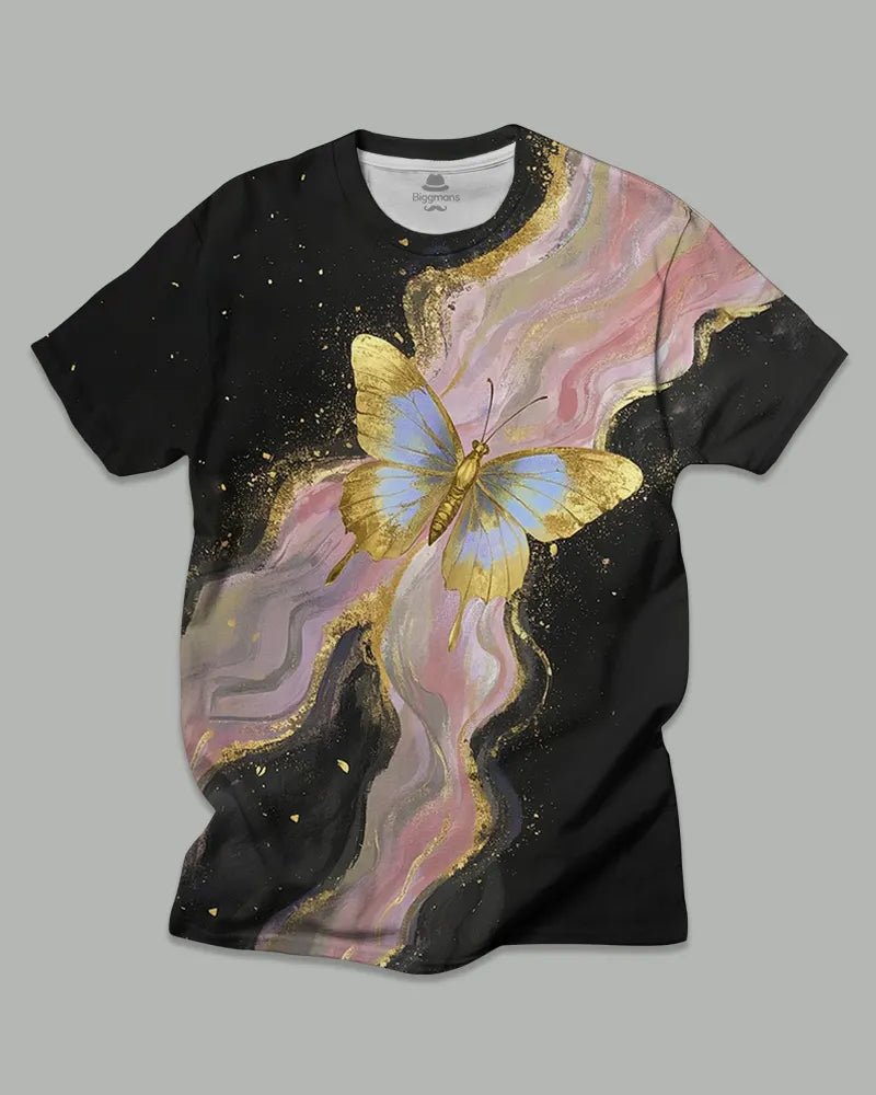 Big & Tall Pink Geometric Graphic T-Shirt for big men view 2