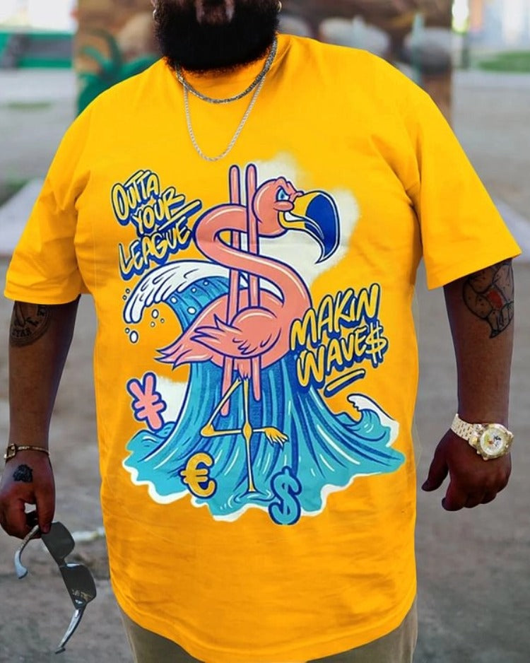 Big & Tall Yellow Graphic Streetwear T-Shirt for big men view 1