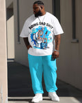Big & Tall Graphic Streetwear Skull T-Shirt Pants Set for big men view 1