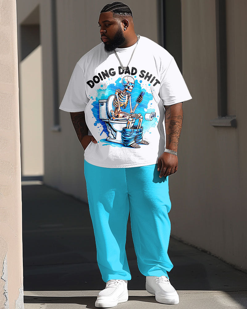 Big & Tall Graphic Streetwear Skull T-Shirt Pants Set for big men view 1