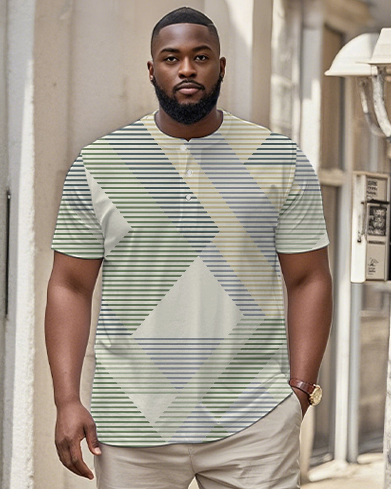 Big & Tall Green Striped Graphic T-Shirt for big men view 1
