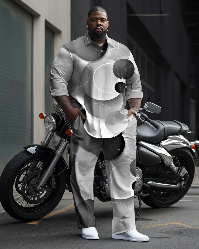 Big & Tall Geometric Shirt Pants Set for big men view 1