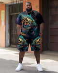 Big & Tall Graphic Streetwear T-Shirt Shorts Set for big men view 1