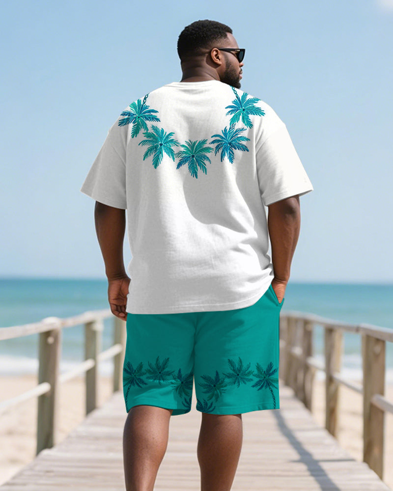 Big & Tall Hawaiian T-Shirt Shorts Set for big men view 4