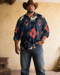 Big & Tall Blue Western Denim Long Sleeve Shirt for big men view 1