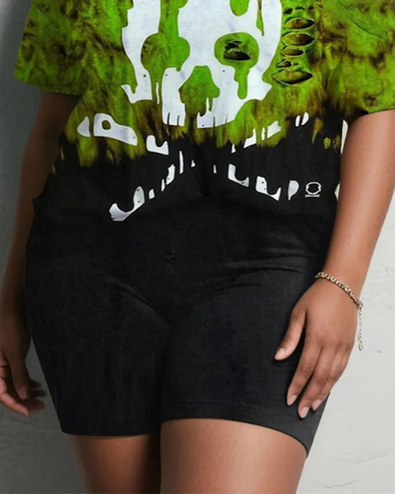 Big & Tall Green Gradient Graphic Two-piece Set for big men view 4