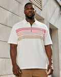 Big & Tall Khaki Pink Colorblock Polo Shirt for big men