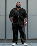 Big & Tall Business Casual Streetwear Two-piece Set for big men view 4